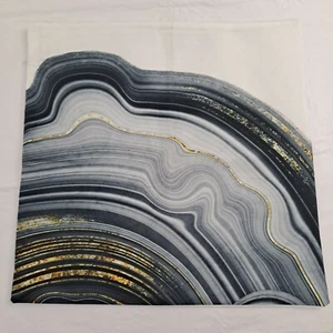Paint Pour abstract Geode Design Decorative Pillow Cover Gray Gold OPT 2 square  - Picture 1 of 5