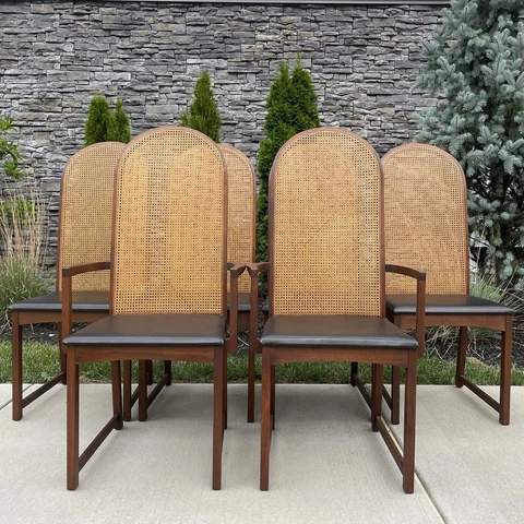 Six Milo Baughman for Directional Gallery 1 dining chairs Mid Century Modern Cover