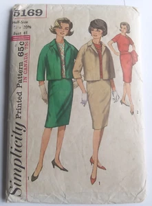 50s Simplicity Pattern 5169 Suit Jacket Blouse Skirt Misses' 20.5/Bust 41 UNCUT - Picture 1 of 17