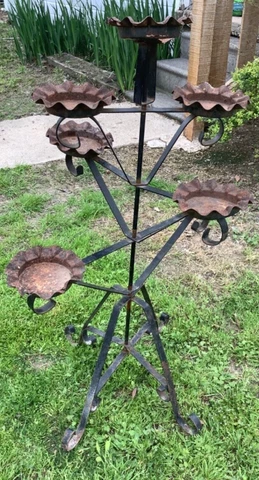 Vintage Wrought Iron Plant Stand patio rotating 4-tier planter pot holder tree Cover
