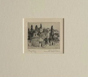 Jeannette Maxfield Lewis - original, signed, framed etching "Steep Way" - Picture 1 of 6