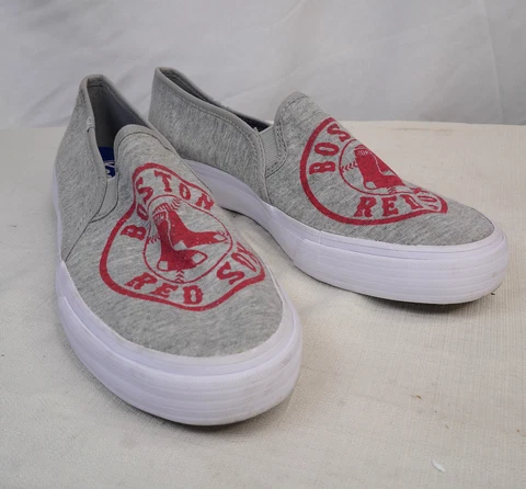Keds Boston Red Sox Slip-On Sneakers Loafers Womans Size 8 Baseball MLB Grey Cover