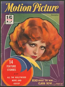 Motion Picture Magazine November 1932 Clara Bow~ Myrna Loy~ Lupe Velez~ Colbert - Picture 1 of 12