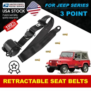 3.6M Retractable 3 Point Seat Belt Vehicle Adjustable For Jeep CJ YJ Wrangler - Picture 1 of 23