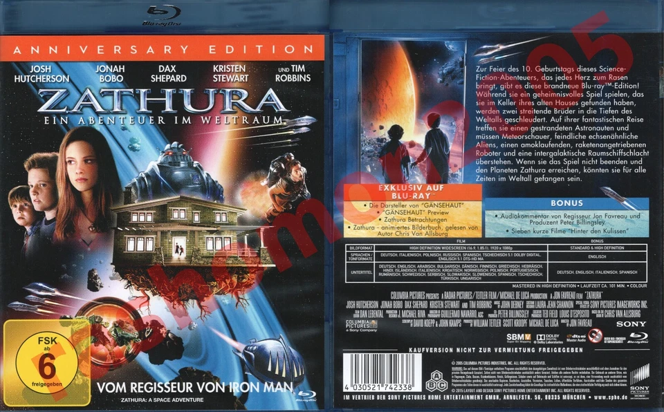 Blu-ray ZATHURA Josh Hutcherson Kristen Stewart Tim Robbins Dax Shepard Region B - Image 1 of 1