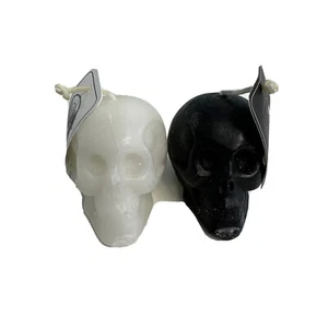 Decorative skull candles white and black Small unscented (Marks/dents) 2" Tall - Picture 1 of 17