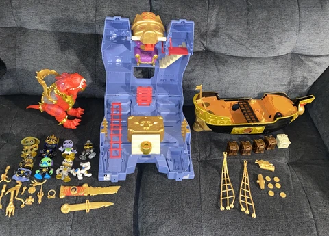 Treasure X Lot - Figures, Weapons, Treasure, Ship, Dinosaur, And House Cover