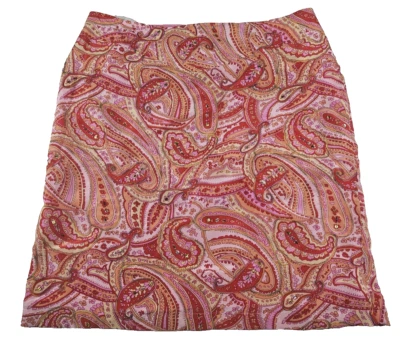 Worthington 100% шелк юбка женщин 16 (36" талии) оранжевый красный тонкий пейсли - Изображение 1 из 4