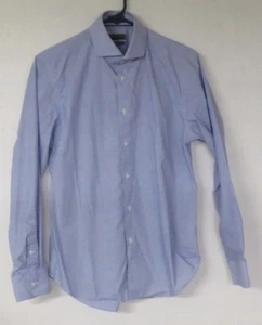 Calibrate Extra Trim Fit Blue White Check Dress Shirt 15 32/33 Cotton Blend - Picture 1 of 5