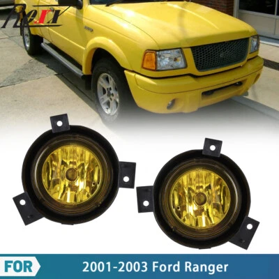 For 2001-2003 Ford Ranger Fog Lights Driving Bumper Lamp w/Bulbs Yellow Len Pair - Image 1 of 4