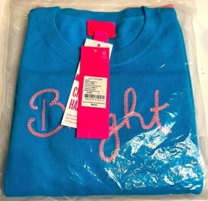 Lilly Pulitzer Mini Charlton Sweater Turquoise Oasis Bright Chainstitch Girls L - Picture 1 of 4