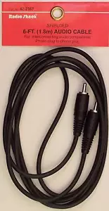 6 Foot Audio Cable Male To Male RCA Phono Plugs for Stereo ~ RadioShack 42-2367 - Picture 1 of 1