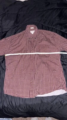 Crossings Size L Men's Casual Shirt Maroon & Tan Plaid 100% Cotton - Image 1 of 4