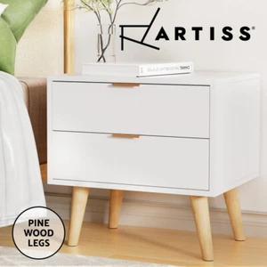 Artiss Bedside Table 2 Drawers Nightstand Side End Table Storage Cabinet White - Picture 1 of 8