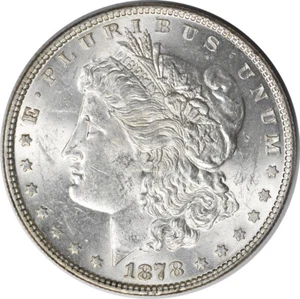 1878 Morgan Silver Dollar 7TF Reverse of 1878 BU Uncertified #255 - Picture 1 of 2