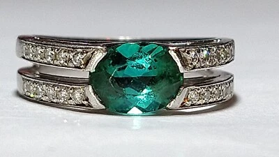 Anillo de diamantes turmalina natural platino pesado sólido 9,30 gramos pt900 *GIA Foto 1 de 4