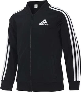 adidas Girls' Full Zip Bomber Jacket, Black & White, Large (14) - Picture 1 of 3