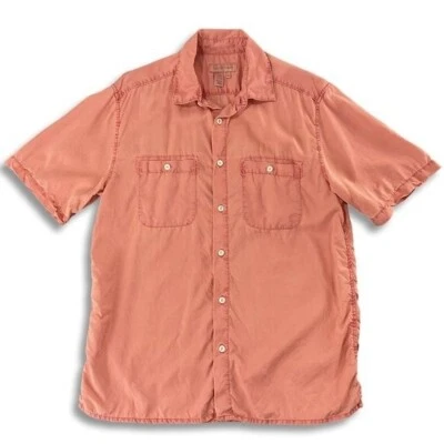 Territory Ahead 衬衫男式 M 三文鱼纽扣学院风 Gorpcore 口袋 100% Tencel — 第 1/4 张图片