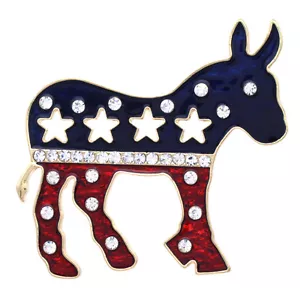 Broche Broche Símbolo Partido Político Demócrata Azul Rojo Grande Estrella Burro - Imagen 1 de 2