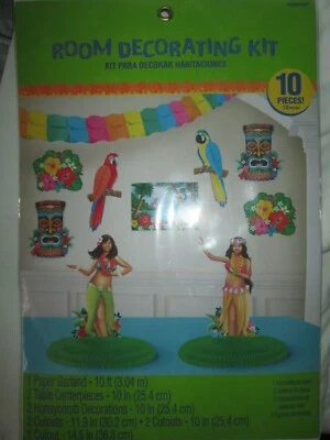 Hawaiian Luau Garden Beach Party Scene Setter Huge Room Decoration Hen Kit Pack - Image 1 of 3