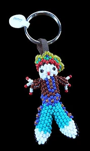 Brown and Mint Green Beaded Cheif Keyring -Zuni Handmade - Picture 1 of 3