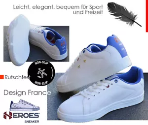 ZAPATILLAS CÓMODAS HEROES ZAPATOS CON CORDONES BLANCO AZUL FRANCIA TENIS T. 37 - Imagen 1 de 7