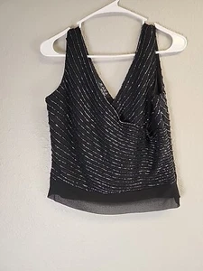 Camisa de vestir sin mangas Jkara negra con cuentas talla S de colección - Imagen 1 de 10