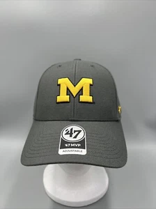 47 Brand MVP University Of Michigan Wolverines Adjustable Hat, Charcoal Cap. - Picture 1 of 9