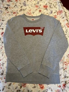 Levi's Sweatshirt Boys Youth Large L Long Sleeve Crew Neck Graphic Logo Gray - Picture 1 of 3