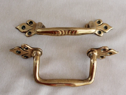 2 Original Art Nouveau Bronze Door drawer Handle Grip  Decorated Jugendstil Cover