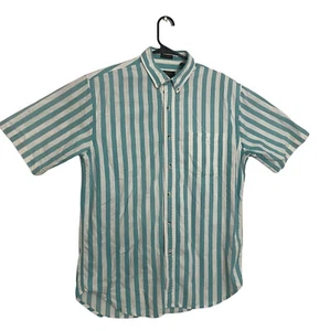 Vintage Eddie Bauer Rufton Twill Shirt Men L Short Sleeve Button Up Striped 181 - Picture 1 of 6