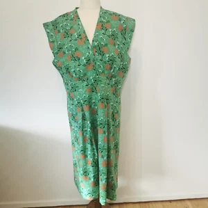 Karma East Dress Womens 2XL Green Floral Pure Cotton Boho Pockets - Picture 1 of 10