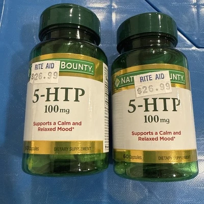 Nature's Bounty 双强度 5-HTP 100 毫克,60 瓶,总计 120 (2 包) — 第 1/2 张图片