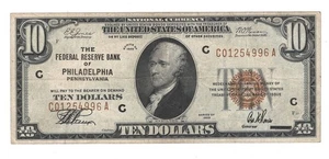 1929 $10 FRBN Philadelphia Fr#1860-C Nice Mid-VF - Picture 1 of 2