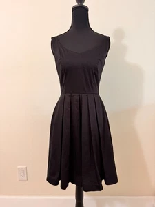 Biancoghiaccio Fit & Flare Pleated Sleeveless Black Mini Dress IT 40 US 4 - 6 Sm - Picture 1 of 13