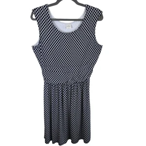 Vestido ligero Kaileigh azul marino blanco cuello redondo sin mangas hasta la rodilla L - Imagen 1 de 5