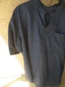 Men's Navy pullover Short Sleeve  Shirt Size 6XL - Picture 1 of 1