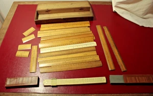 box of Vintage wood rulers and slide scale - Picture 1 of 6