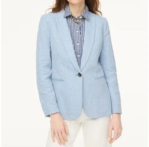 🧥J. Crew Fischgrätmuster Ein Knopf Blazer Leinen Baumwollmischung Größe 16 Neu ohne Etikett🤍 - Bild 1 von 12