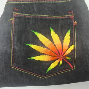 Jeans VICTORIOUS Y2K Weed Pot Hoja Cannabis Romo Talla 42 x 32, Usados - Imagen 1 de 23
