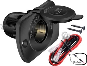 12V Auto Marinequalität Zigarettenanzünder Steckdose Steckdose mit blauem LED Licht - Bild 1 von 7