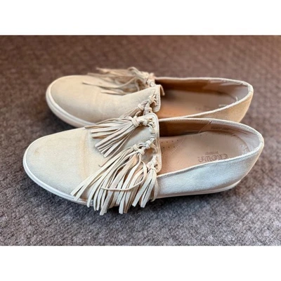 Zapatos sin cordones Crown Vintage Fern para mujer de cuero beige con borla talla 10 M Foto 1 de 4