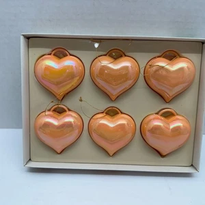 Vintage Herzförmige Ornamente Kurt Adler Santa’s World 6er Set Koralle/Rosa - Bild 1 von 9