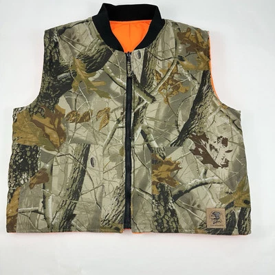 Bob Allen Realtree Camo Vest Mens L Reversible Hardwoods Orange Zip NMHC - Image 1 of 4