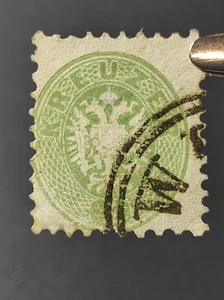 Timbre oblitéré Autriche 3 kr. vert Armoirie autrichien 1863 - Foto 1 di 6