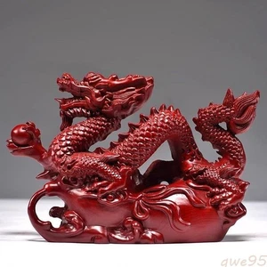 11cm Chinese Solid Wood Handicraft Carving Dragon Ornament Living Room Office - Picture 1 of 2