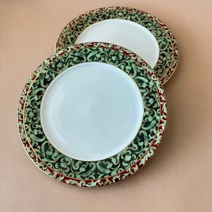 2 Dinner Plates 10.5" Pattern "Christmas Ornaments" by American Atelier - Picture 1 of 11