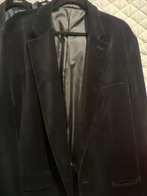 Blazer Alfani Macy’s aspecto terciopelo liso negro para hombre XL abrigo deportivo dos botones Foto 1 de 4