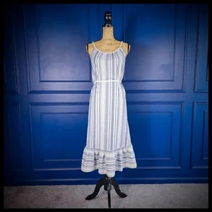 Vince Camuto Striped Ruffle Hem Sleeveless Midi Dress Size Small - Picture 1 of 11