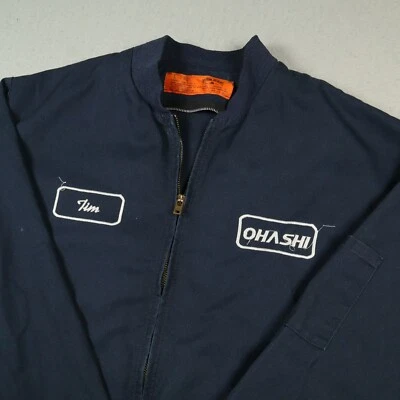 Distressed Red Kap Mechanic Jacket Men's Large Patches Embroidered Name Jim - Image 1 of 4